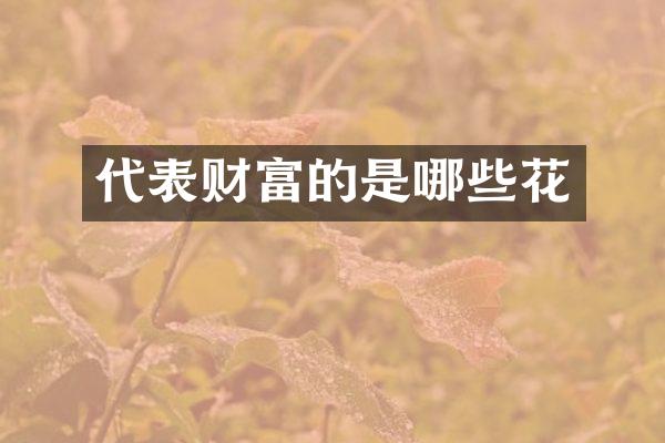 代表财富的是哪些花