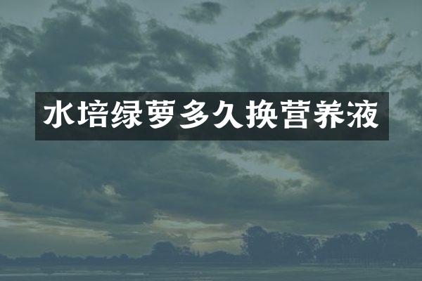 水培绿萝多久换营养液