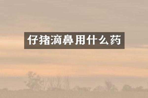 仔猪滴鼻用什么药