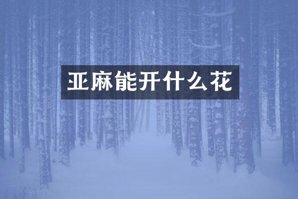 亚麻能开什么花
