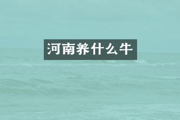 河南养什么牛