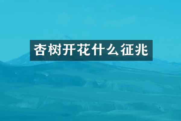 杏树开花什么征兆