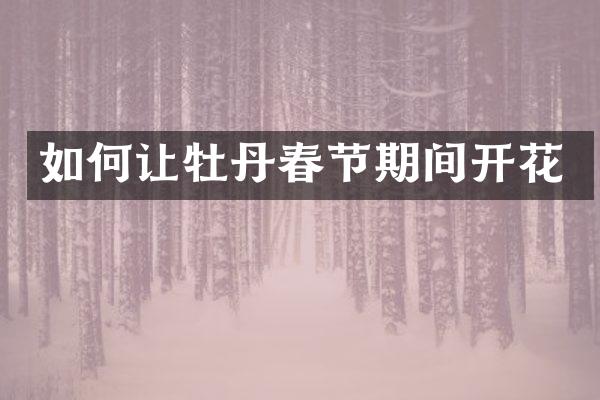 如何让牡丹春节期间开花