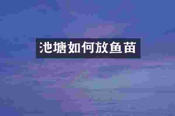 池塘如何放鱼苗
