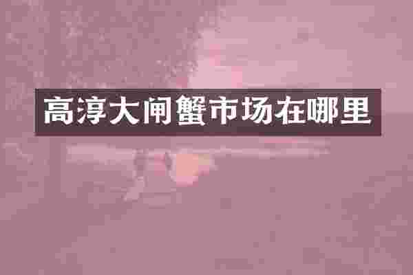 高淳大闸蟹市场在哪里