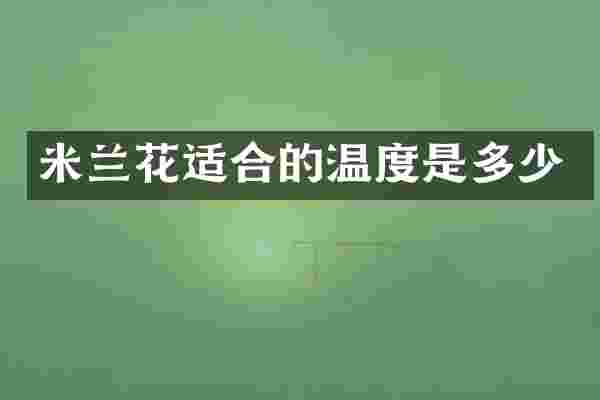 米兰花适合的温度是多少