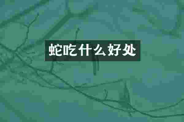 蛇吃什么好处