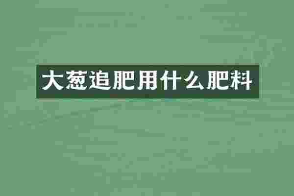大葱追肥用什么肥料