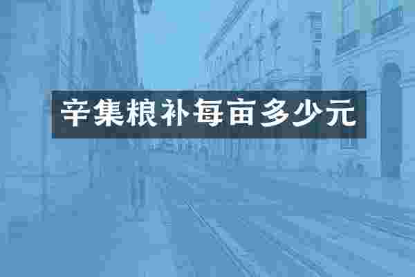 辛集粮补每亩多少元