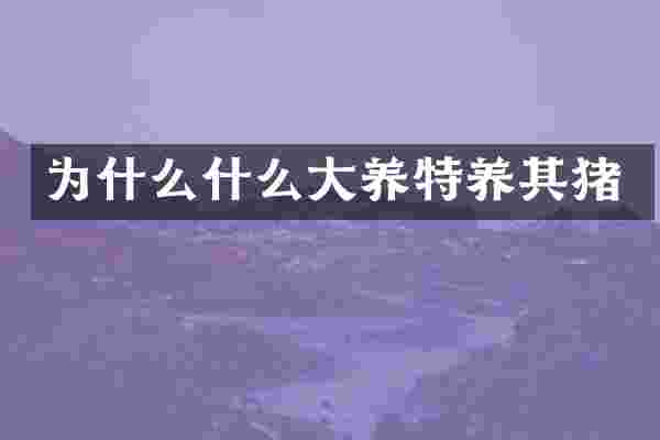 为什么什么大养特养其猪