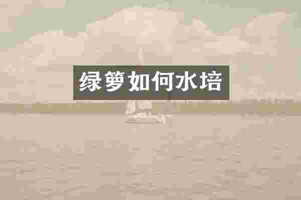 绿箩如何水培