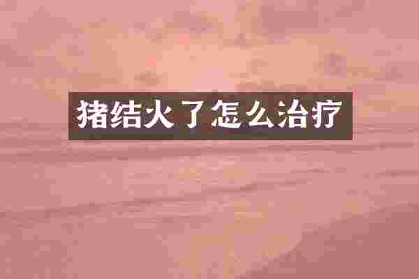 猪结火了怎么治疗