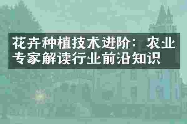 花卉种植技术进阶：农业专家解读行业前沿知识
