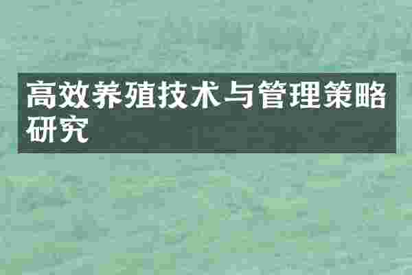 高效养殖技术与管理策略研究