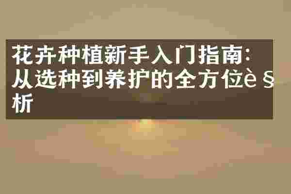 花卉种植新手入门指南：从选种到养护的全方位解析