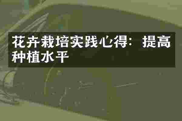 花卉栽培实践心得：提高种植水平