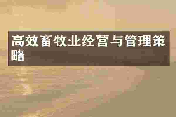 高效畜牧业经营与管理策略