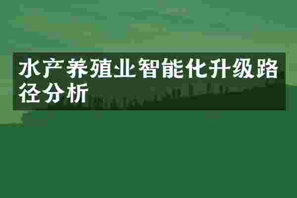 水产养殖业智能化升级路径分析