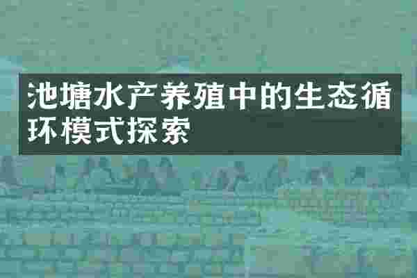 池塘水产养殖中的生态循环模式探索