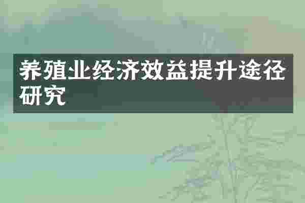 养殖业经济效益提升途径研究