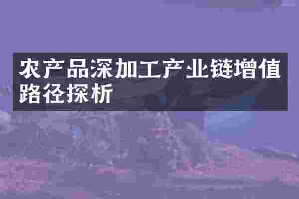 农产品深加工产业链增值路径探析