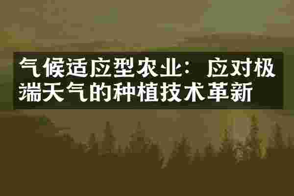 气候适应型农业：应对极端天气的种植技术革新