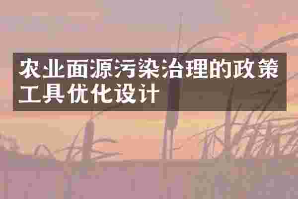 农业面源污染治理的政策工具优化设计