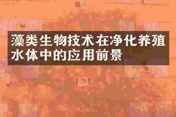藻类生物技术在净化养殖水体中的应用前景