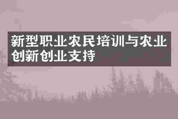 新型职业农民培训与农业创新创业支持