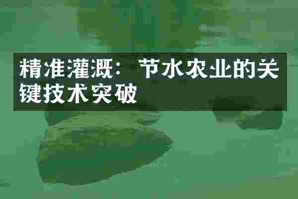 精准灌溉：节水农业的关键技术突破