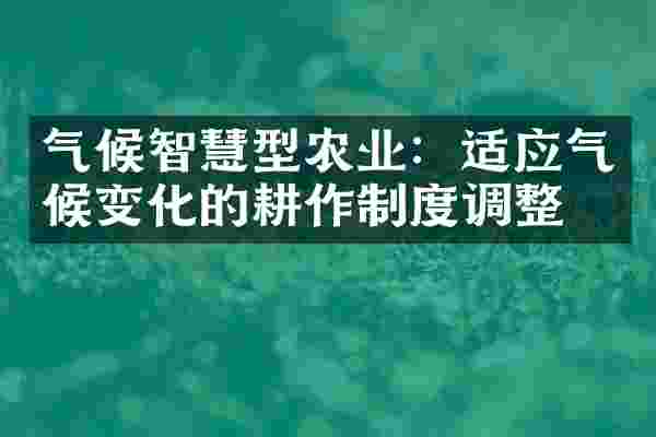 气候智慧型农业：适应气候变化的耕作制度调整