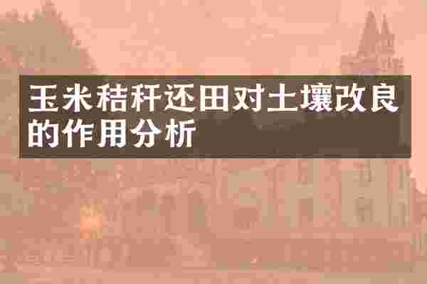 玉米秸秆还田对土壤改良的作用分析
